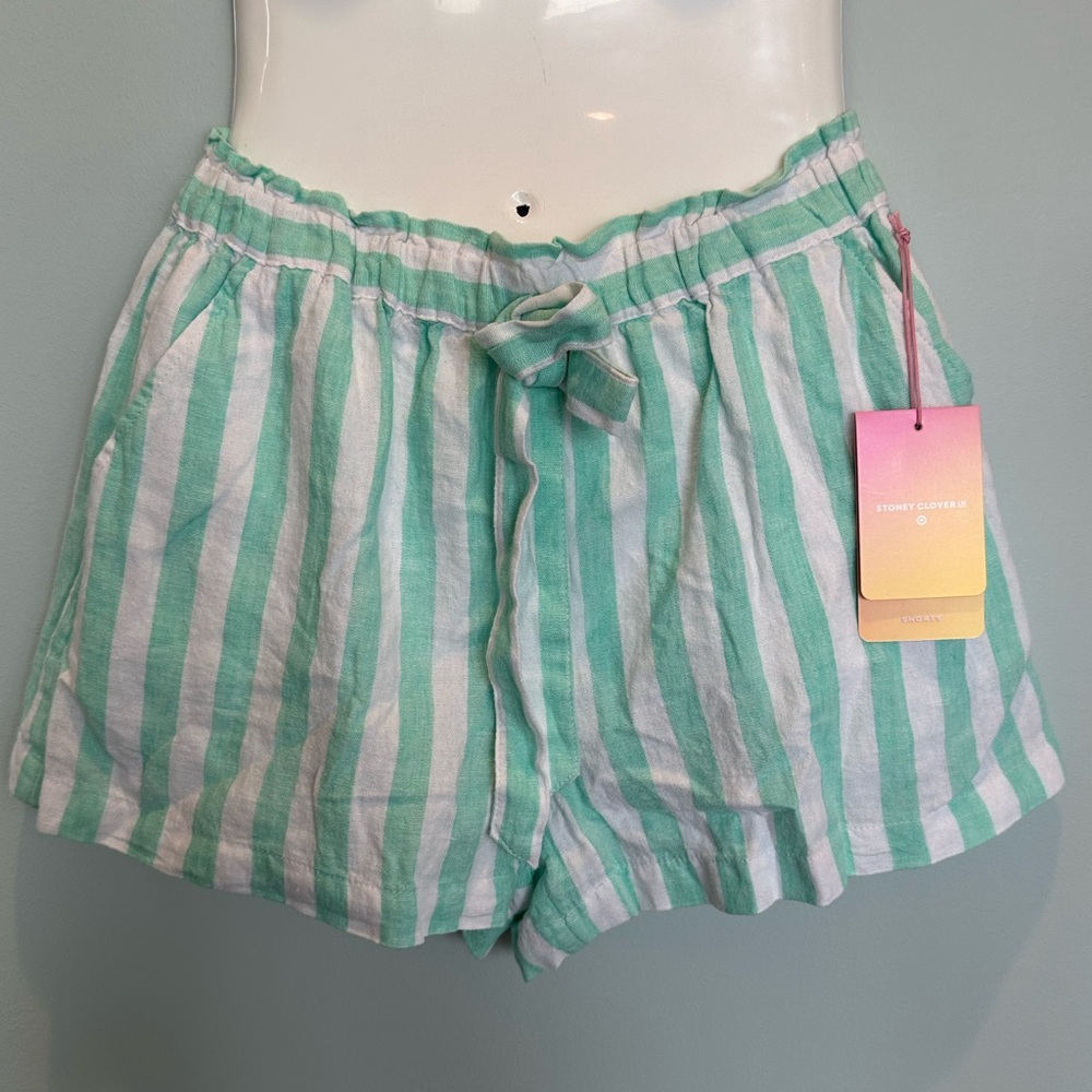 Stoney Clover Target Colab Mint green striped drawstring shorts size XS NWT